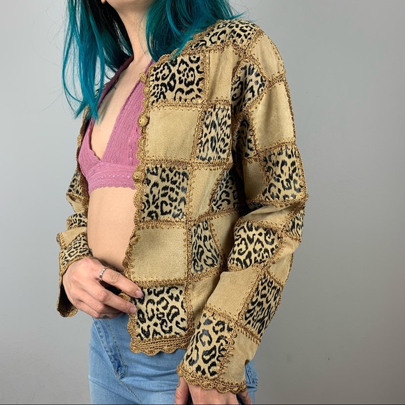 Genuine leopard print leather jacket - Picture 2 of 5